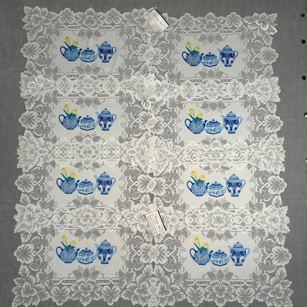 Heritage Lace Teapot Placemats Doilies Floral Tea Party Kitchen Decor Lot of 8